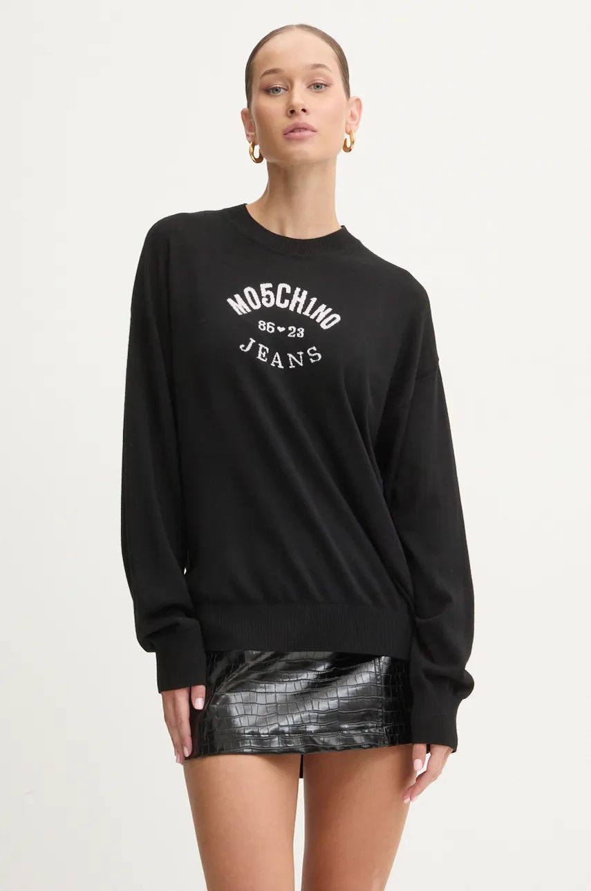 AW24-SWD19F-99X_F1 Moschino Jeans pulover de lana femei, culoarea negru, light, J0931 8700 - imagine 1