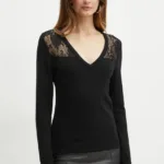 Morgan pulover MCOURSE femei, culoarea negru, light, cu guler, MCOURSE