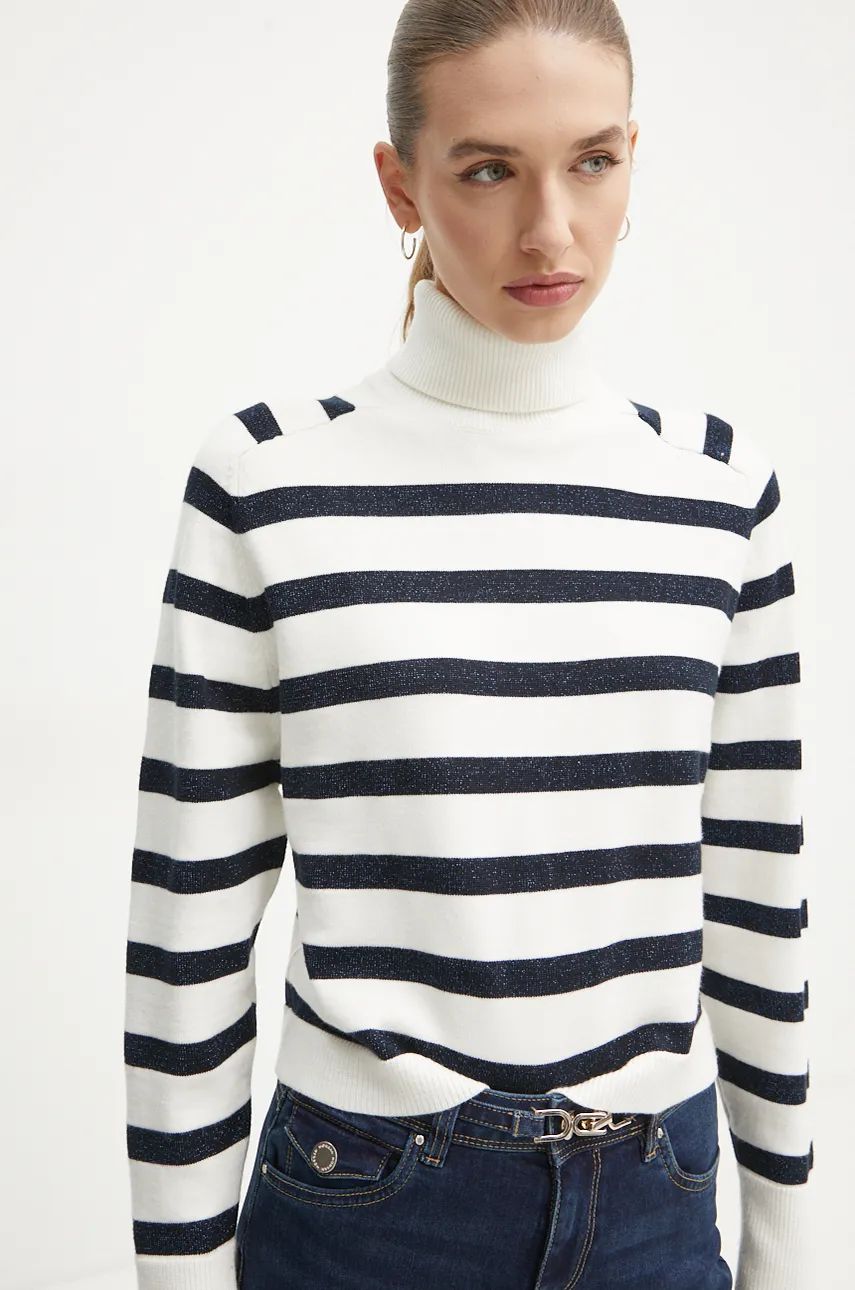 AW24-SWD1CI-01X_F1 Morgan pulover MLAGON femei, culoarea bej, light, cu guler, MLAGON - imagine 1