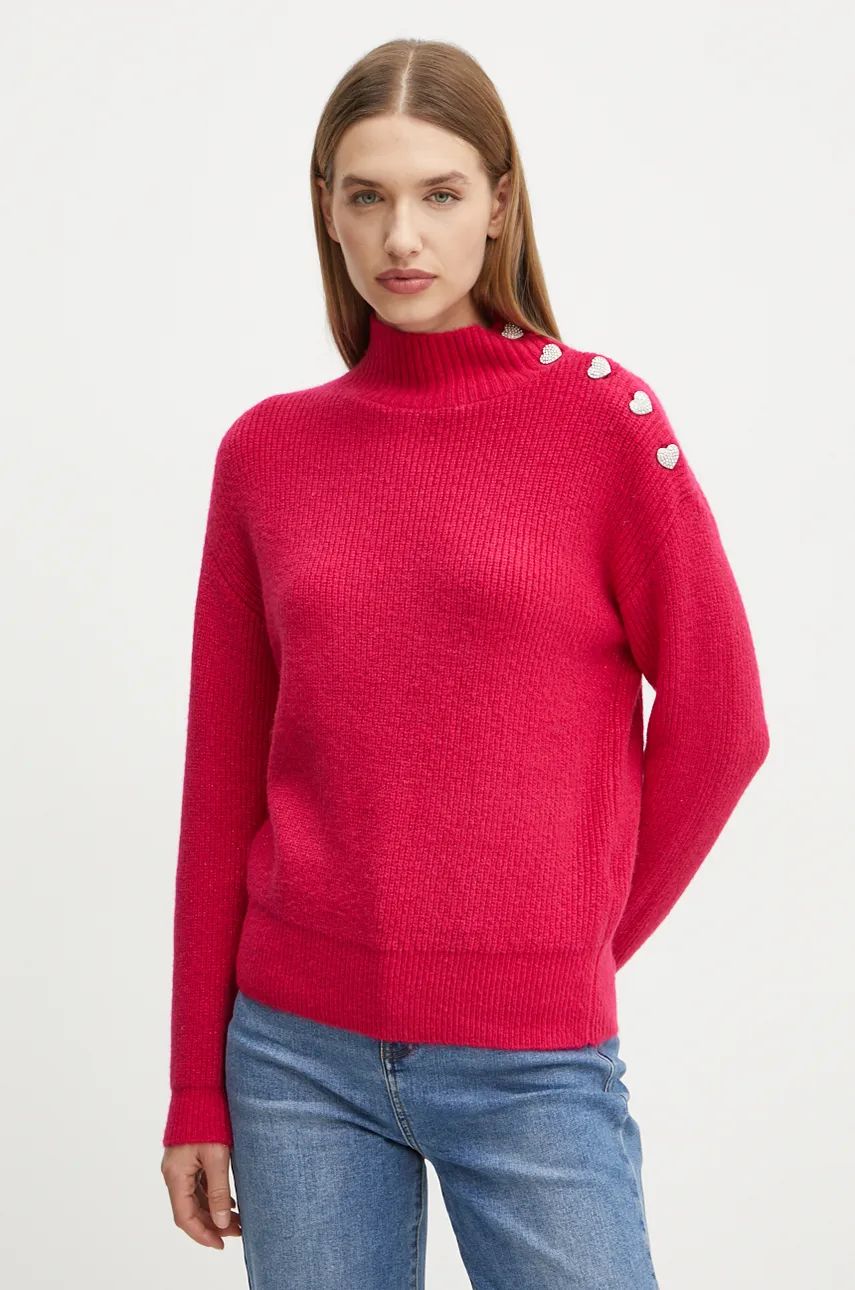 AW24-SWD1D6-42X_F1 Morgan pulover din amestec de lana MSTORI femei, culoarea roz, cu turtleneck, MSTORI - imagine 1