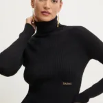 Patou pulover de lana femei, culoarea negru, cu guler, KN1848009