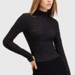 AllSaints pulover CONNIE FRANCESCO femei, culoarea negru, cu turtleneck, W190JB