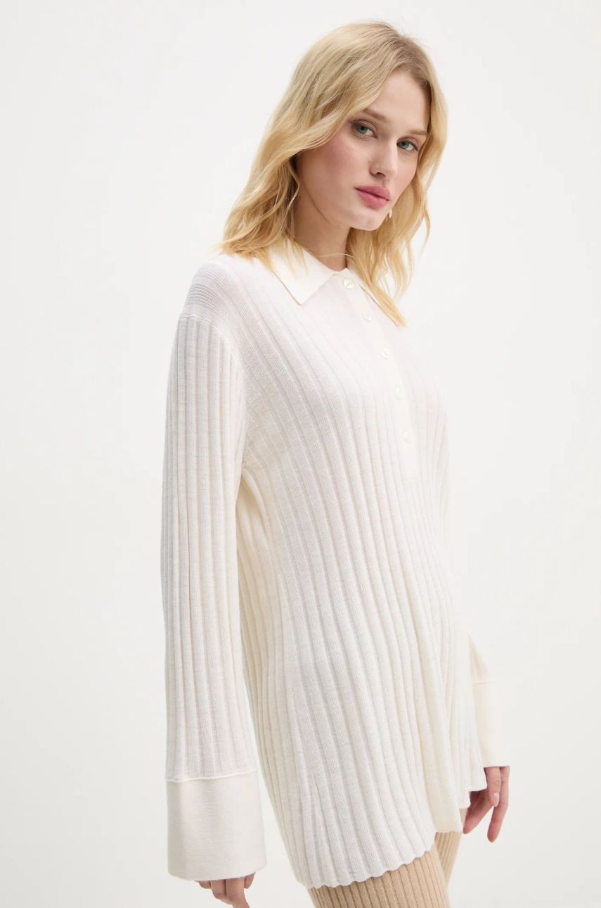 AW24-SWD1LD-01X_F1 By Malene Birger pulover de lana DELPHINE femei, culoarea bej, light, Q72580001 - imagine 1
