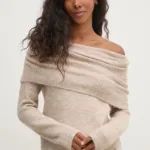 Pedro del Hierro pulover femei, culoarea bej, cu guler, 3518666