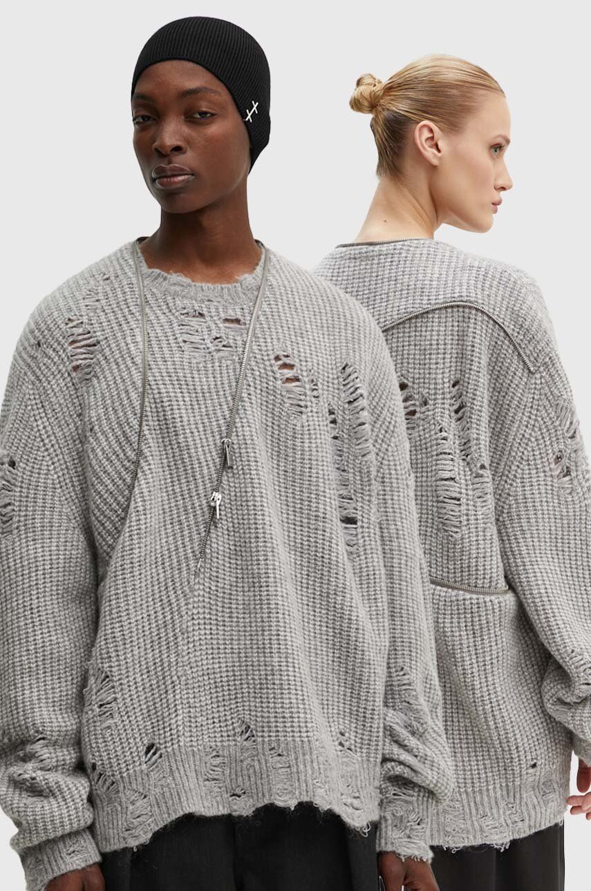 AW24-SWU004-90X_F1 Heliot Emil pulover din amestec de lana culoarea gri, calduros, HE.M.07.069.BLK01 - imagine 1
