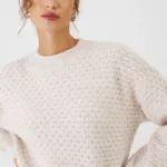 Medicine pulover din amestec de lana femei, culoarea bej, calduros