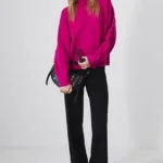 Medicine pulover din amestec de lana femei, culoarea violet, calduros