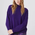 Medicine pulover din amestec de lana femei, culoarea violet, calduros