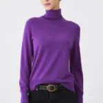 Medicine pulover de lana femei, culoarea violet, light, cu guler