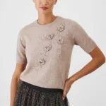 Medicine pulover din amestec de casmir femei, culoarea bej, light