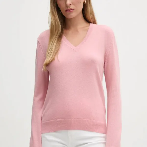 United Colors of Benetton pulover de lana femei, culoarea roz, light