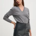 United Colors of Benetton pulover de lana femei, culoarea gri, light
