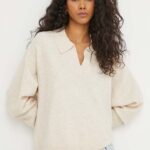 MUNTHE pulover din amestec de lana femei, culoarea bej, light