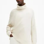 AllSaints pulover de lana LOCK ROLL femei, culoarea alb, cu guler, W132KB