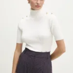 Answear Lab pulover femei, culoarea alb, cu guler