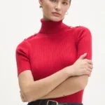 Answear Lab pulover femei, culoarea rosu, cu guler