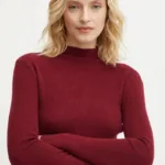 Answear Lab pulover femei, culoarea bordo, light, cu turtleneck