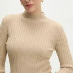 Answear Lab pulover femei, culoarea bej, light, cu turtleneck