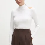 Answear Lab pulover femei, culoarea alb, light, cu turtleneck