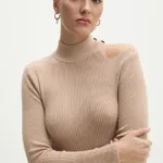 Answear Lab pulover femei, culoarea bej, light, cu turtleneck