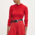 Answear Lab pulover femei, culoarea rosu, cu turtleneck