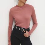Answear Lab pulover de lana culoarea roz, light, cu turtleneck
