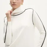 Answear Lab pulover de casmir culoarea alb, cu guler