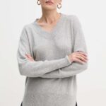 Liviana Conti pulover din amestec de casmir culoarea gri, light, F4WG43