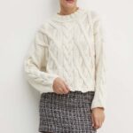 Liviana Conti pulover de casmir culoarea bej, calduros, F4WC34