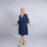 Rochie din Denim cu broderie Safira
