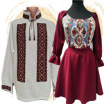 Set Cuplu 603 Camasa Traditionala si Rochie Stilizata cu motive traditionale