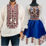 Set Cuplu 608 Camasa Traditionala si Rochie Stilizata cu motive traditionale