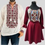 Set Cuplu 609 Camasa Traditionala si Rochie Stilizata cu motive traditionale