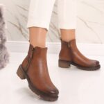 Ghete Dama Imblanite Camel din Piele Ecologica Dolores - imagine 2