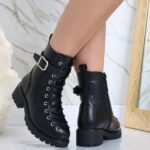 Ghete Dama Imblanite Negre din Piele Ecologica Eustina - imagine 2