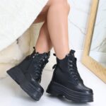 Ghete Dama Imblanite Negre din Piele Ecologica Sarica - imagine 2