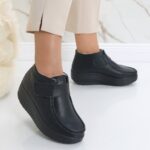 Ghete Dama Imblanite Negre din Piele Naturala Dasian - imagine 2