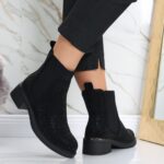 Ghete Dama Negre din Piele Ecologica Intoarsa Denisa - imagine 2