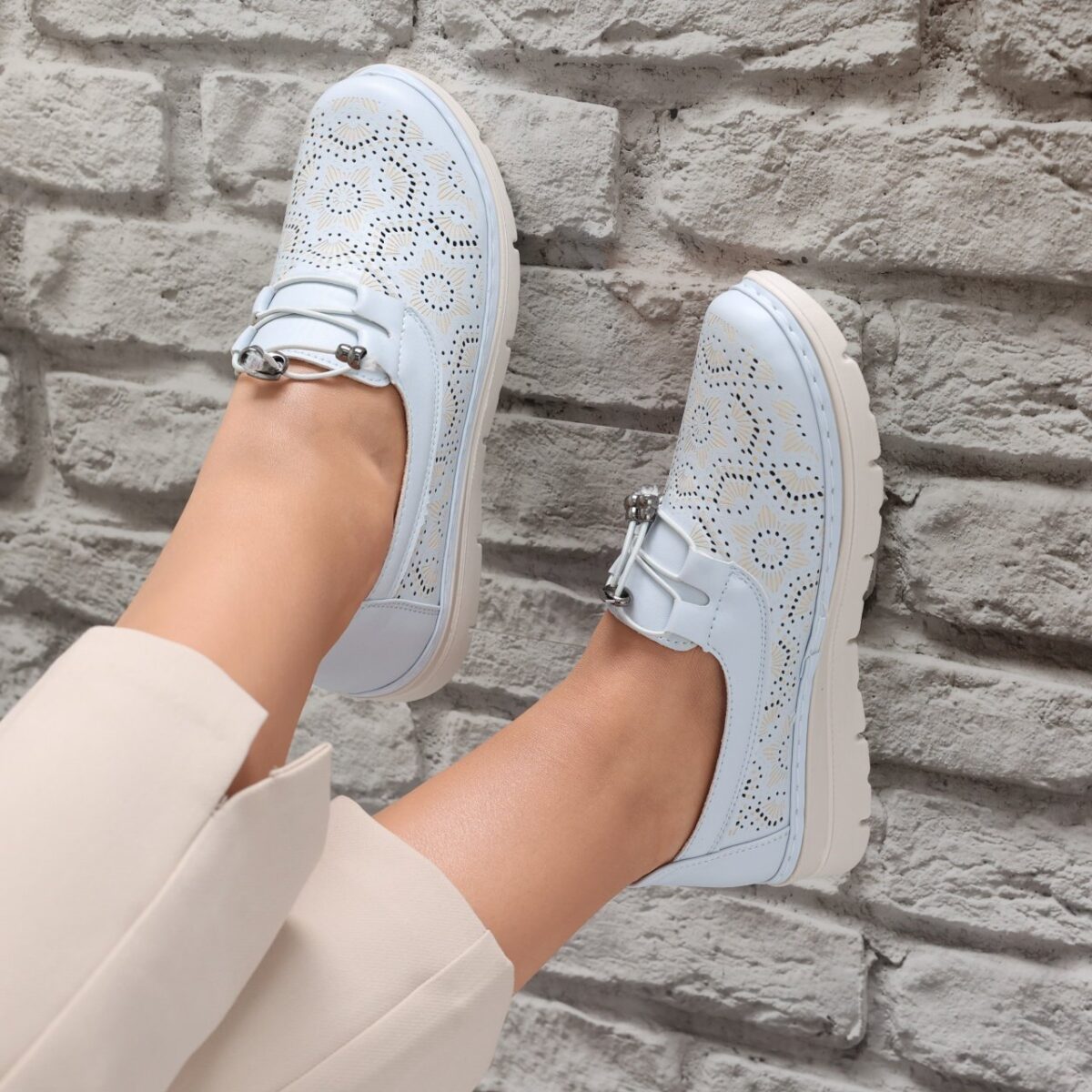 Pantofi dama casual Albastri din Piele Ecologica Asnes - imagine 2