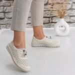 Pantofi dama casual Bej din Piele Ecologica Aseva - imagine 2