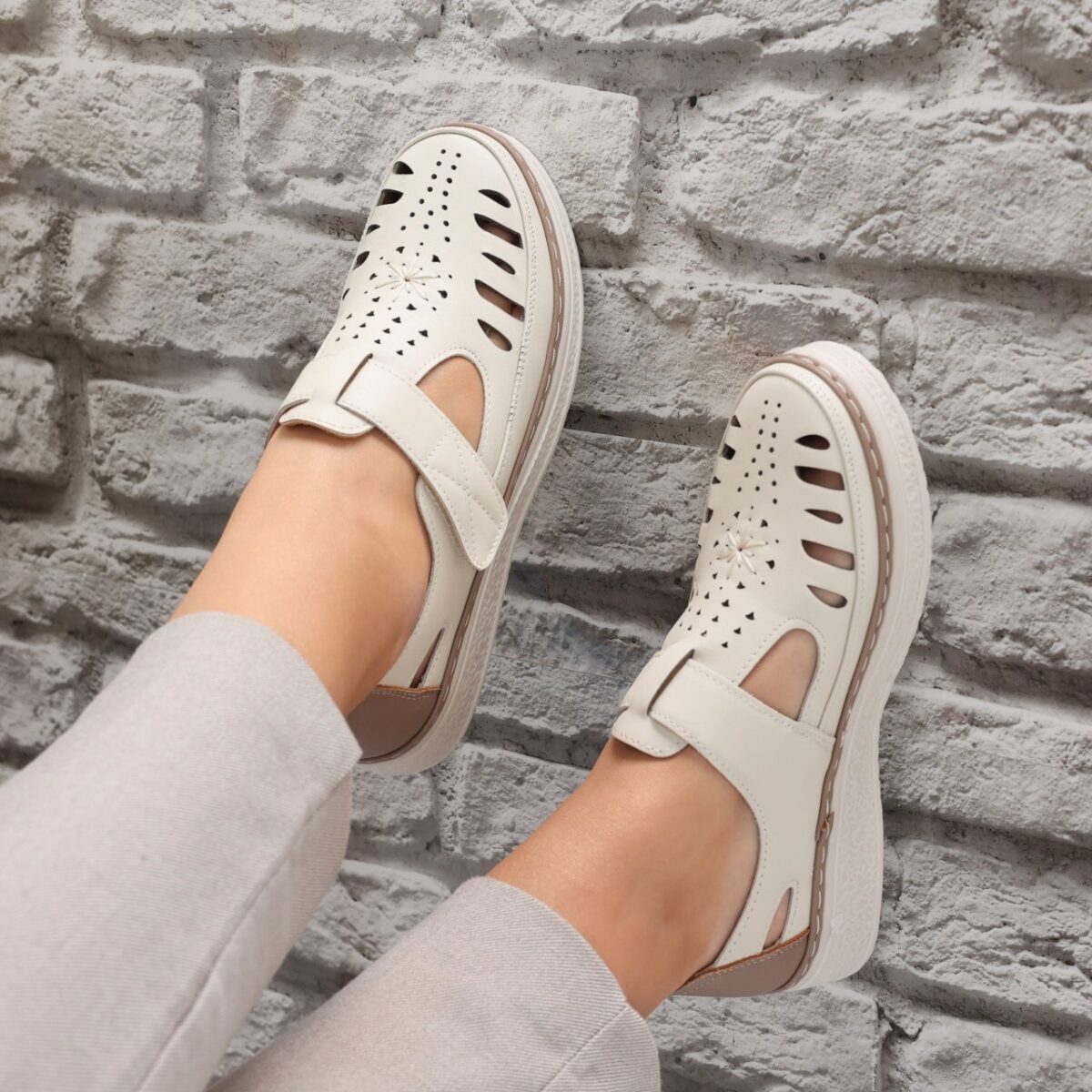 Pantofi dama casual Bej din Piele Ecologica Asreva - imagine 2