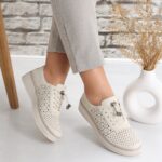 Pantofi dama casual Bej din Piele Ecologica Laroya - imagine 2