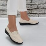 Pantofi dama casual Bej din Piele Ecologica Risan - imagine 2