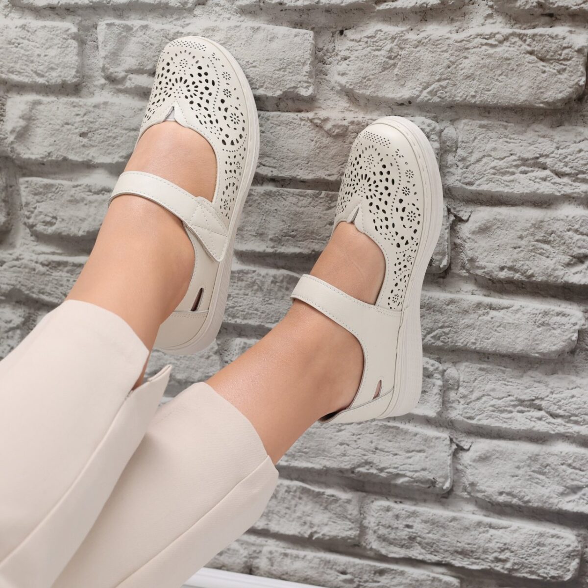 Pantofi dama casual Bej din Piele Ecologica Sensa - imagine 2