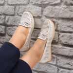 Pantofi dama casual Bej din Piele Naturala Alinca - imagine 2