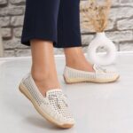 Pantofi dama casual Bej din Piele Naturala Alinca
