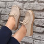 Pantofi dama casual Bej din Piele Naturala Intoarsa Alenasa - imagine 2