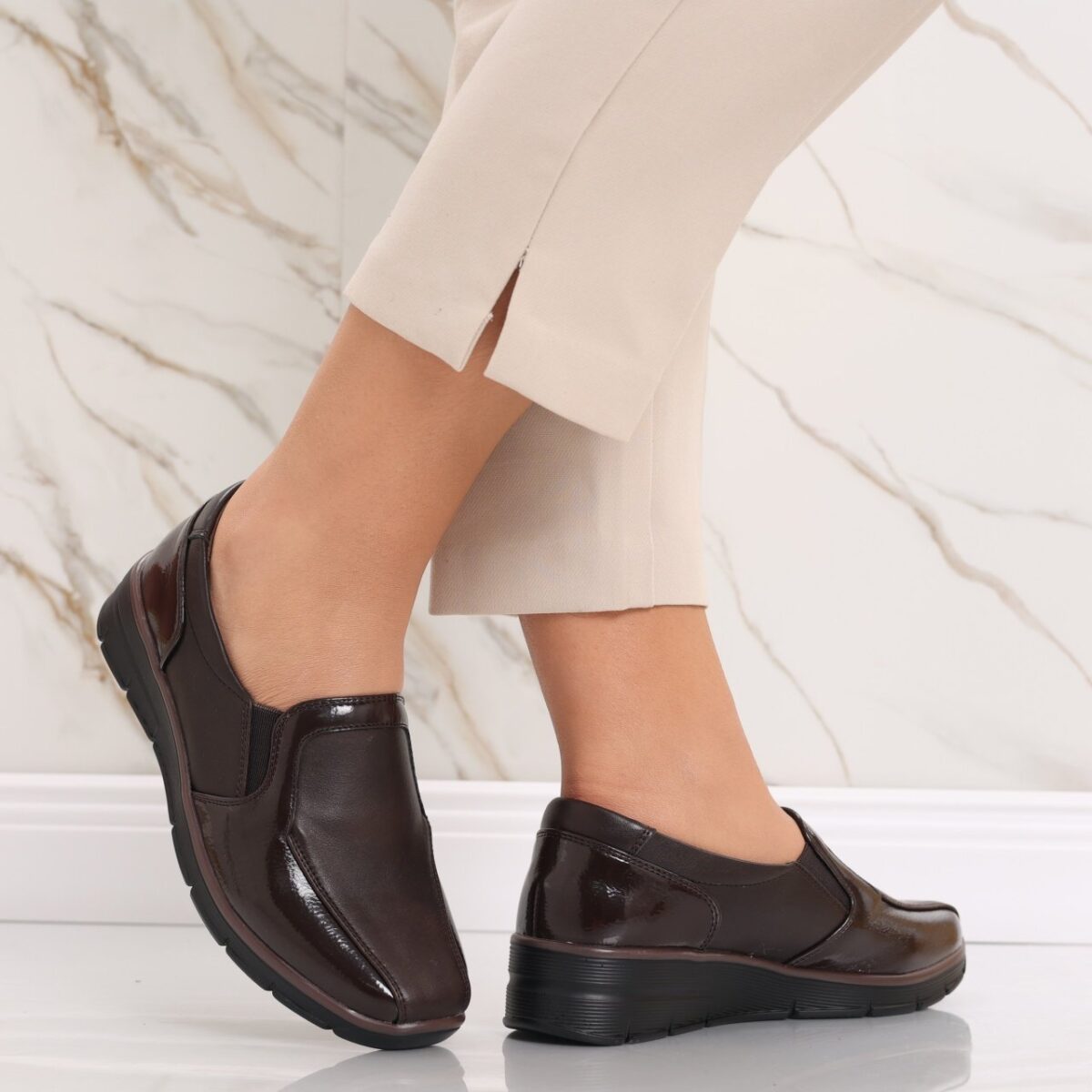 Pantofi dama casual maro din piele ecologica Elsa - imagine 2