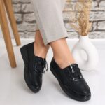 Pantofi dama casual Negri din Piele Ecologica Ascan - imagine 2