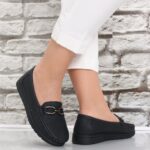 Pantofi dama casual Negri din Piele Ecologica Linama - imagine 2